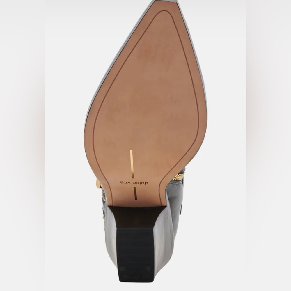 Dolce Vita Ronnie Black Leather Ankle Boots | Gold Studs | 6.5 | NIB 🌟Rare🌟 - Picture 12 of 16